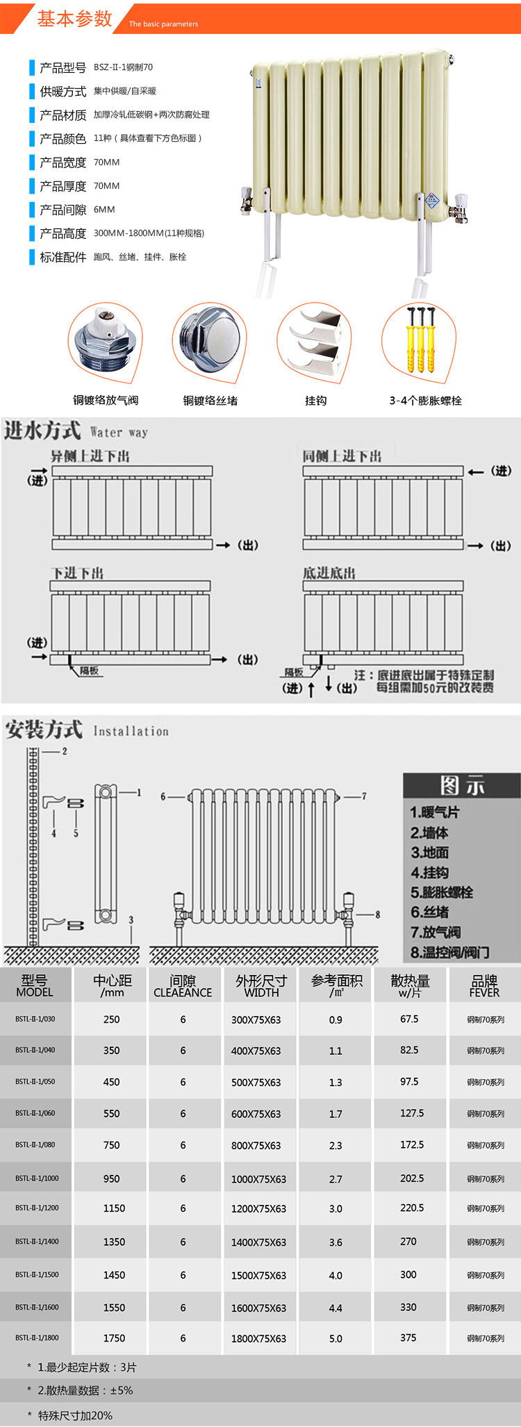 暖氣片參數(shù)